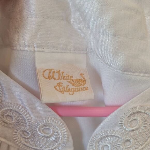 White Elegance Temple Dress Wedding Modest Church Maxi Front Zipper Medium - Picture 12 of 13